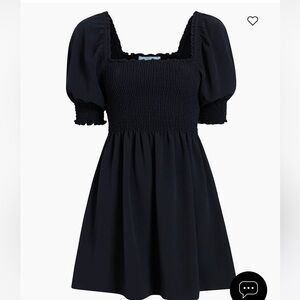 Hill House Home Athena Nap Dress XS Black Smocked Puff Sleeve Mini
